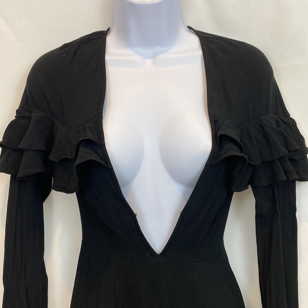 For Love and Lemons Claire Deep V mini dress size XS in black size XS - Picture 6 of 16
